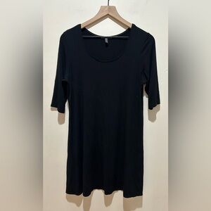 Eileen Fisher Black Scoop Neck Half Sleeved Shirt Dress - Women’s Medium